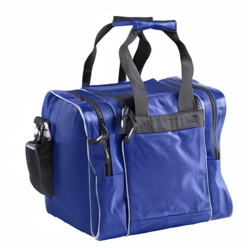 Athletico Bowling Bag for Single Ball - Single Ball Tote Bag With Padded Ball Holder - Fits a Single Pair of Bowling Shoes Up to Mens Size 14 - color: Blue