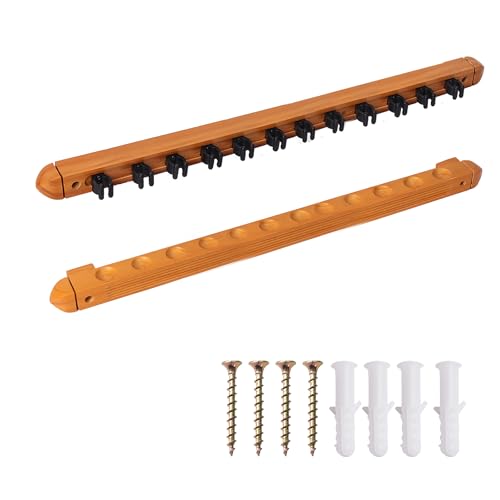GSE Games & Sports Expert 2-Piece 6/8/12 Billiard Pool Cue Rack Wall Mounted Holders, Billiard Cue Sticks Wall Rack Set - style: 12 Cue - Oak