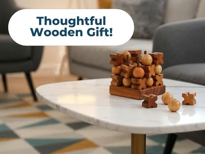 BSIRI 3D Wooden Tic Tac Toe Rustic Coffee Table Decor Unique Gifts for Special Occasions Fun for Adults in Strategic Game Night Family Games - style: 3D Tic Tac Toe