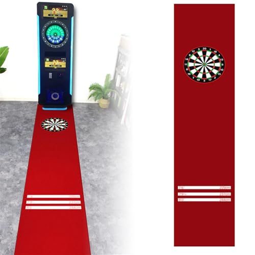 Professional Non-Slip Rubber Dart Mat with Throwing Lines, Soundproof Floor Protector for Dart Games, Durable Red Dart Carpet for Enhanced Gameplay and Safety - color: Red