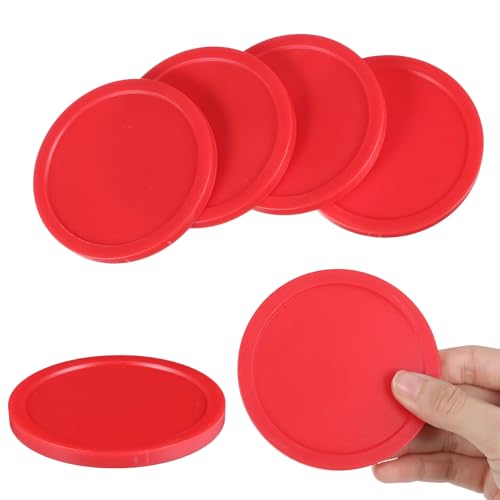 Air Hockey Pucks, 6 Pack Full Size Heavy Replacement Pucks, 3 1/4 Inches Diameter, Plastic Material Hockey Puck for Game Tables Equipment Accessories