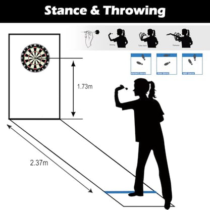 Dartboard with Staple-Free Bullseye Easily Recognizable Numbers 18g Steel Tip Darts Set 12 Steel Tip Darts 18g Mounting Kits Include - style: DB