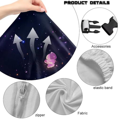 Suobstales Galaxy Butterfly Moon Rose Flower Pattern Gaming Chair Cover Set, Stretchable Game Chair Slipcovers with 2 Armrest Covers, Scratch-Proof Gamer Desk Chair Covers for Computer Office Seat - color: Galaxy Butterfly Moon Rose Flower