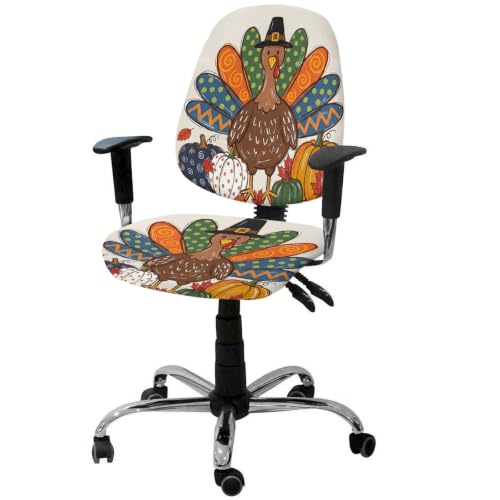 Savannan Office Chair Cover, Cartoon Thanksgiving Turkey Protective Stretch Elastic Universal Cover for Desk Task Chair,Computer Rotating Chair 1 Pcs Autumn Farm Pumpkins