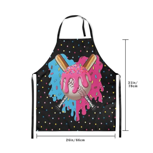 Manfei Baseball Kids Kitchen Apron - color: Blue Pink