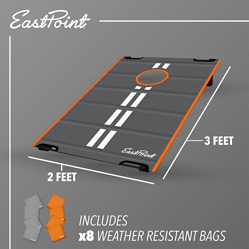 EastPoint Ultra-Portable Cornhole Board Set - 2x3 ft Boards, 8 Bags, Carry Bag - Quick Setup Travel Cornhole Set - All-Weather Durability for Camping Games - Foldable Sack Toss for Backyard Games