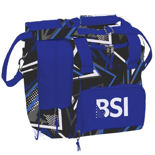 BSI Deluxe Single Ball Tote Bowling Bag with Shoe Compartment & Accessory Storage - color: Blue/Black