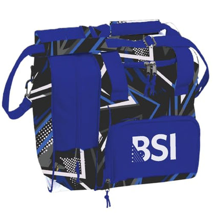 BSI Deluxe Single Ball Tote Bowling Bag with Shoe Compartment & Accessory Storage - color: Blue/Black