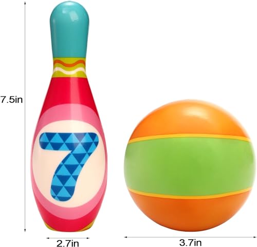 Coloch Kids Bowling Set, Indoor Bowling Game for Kids Educational Toy Game Soft Colorful 10 Foam Pin and 2 Balls Play Game Printed with Numbers for Baby Age 3+, Boys and Girls, Birthday Gift