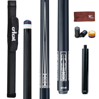 CRICAL Carbon Fiber Pool Cue Stick 58" Billiard Cue Sticks Professional Low Deflection Pool Sticks with 3/8 * 8 Pin Joint and 12.5mm Tip - color: 012-CL02 set