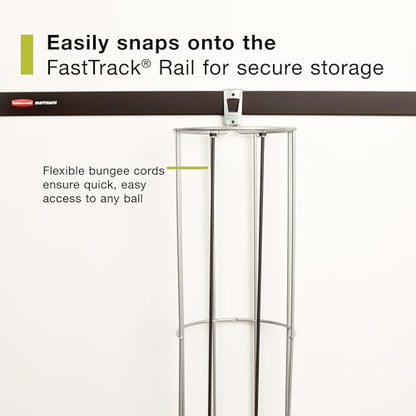 Rubbermaid Garage FastTrack Vertical Ball Rack Satin Nickel Wall Mounted Storage System Holds up to 50 pounds for Home/Garage Silver - style: Ball Rack