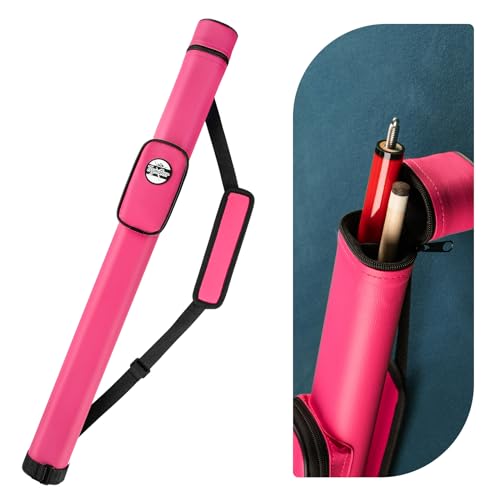 Trymaker Pool Cue Case, 1×1 Hard Pool Stick Case Holds 1 Complete of 2-Piece Cue (Not for 3/4 Cues), Made of Faux Leather Pool Cue Accessories - color: Pink