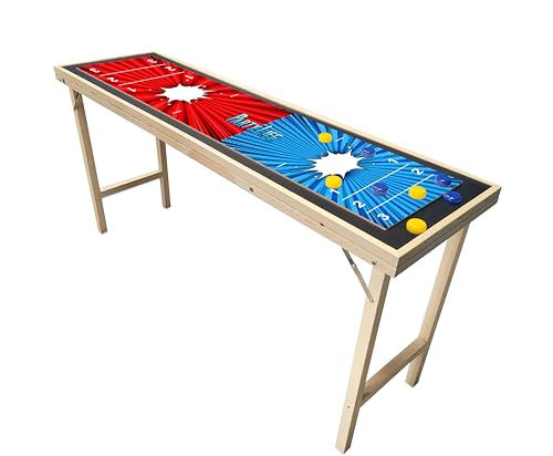 6-Foot Premium Shuffleboard Table w/Folding Legs, Pucks, and Optional LED Lights - Awesome Graphics - Choose Your Model - color: COMIC, size: 6-Foot w/ Base Model
