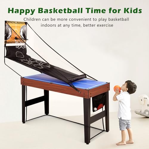 RAYKEEP 9-in-1 Multi Game Table, Combo Game Table Set w/Basketball, Billiards, Hockey, Ping Pong, Foosball and Bean Bag, Game Room for Teens, Adults Home, Family,