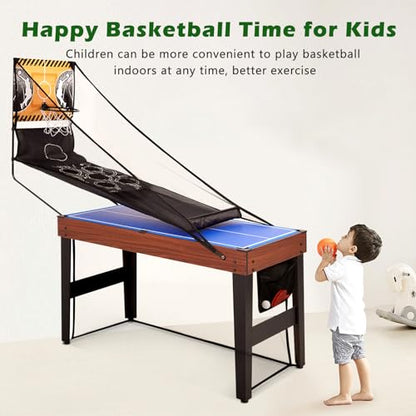 RAYKEEP 9-in-1 Multi Game Table, Combo Game Table Set w/Basketball, Billiards, Hockey, Ping Pong, Foosball and Bean Bag, Game Room for Teens, Adults Home, Family,