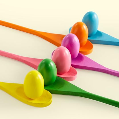 JOYIN 24 PCS Easter Egg and Spoon Race Game Set, 12 Players Carnival Egg and Spoon Relay Game for Kids & Family Activity Holiday Outdoor Yard Easter Egg Hunt Birthday Party Lawn