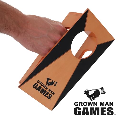 Grown Man Games Mini Tabletop Cornhole Set - Desktop Corn Hole Game with Bean Bags - Portable Indoor Toss Game for Office Desk, Bar, Travel & Party - Fun Gift for Men, Adults & Family