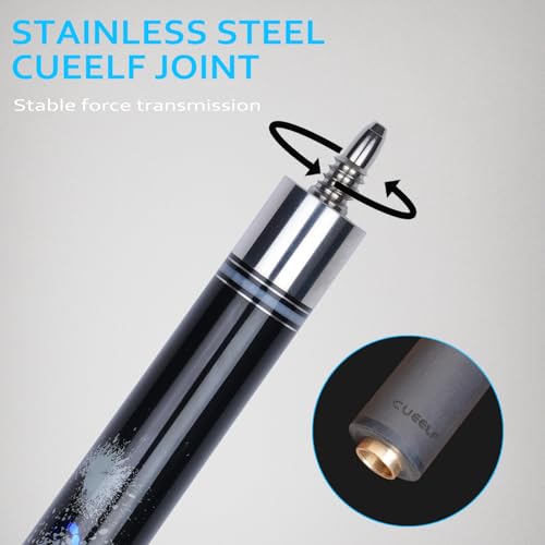 CUEELF Carbon Fiber Pool Cue Stick Leather Wrap Professional Low Deflection Billiard Cue Stick 12.5mm Carbon Fiber Technology Pool Cue - color: CA-SC-BLUE