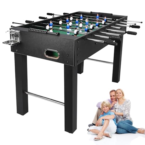 47Inch Wood Soccer Table Large Foosball Gaming Table for Adults Kids Heavy-Duty Football Arcade Competition Sized Foosball Desk for Family Night/Game Room/Party