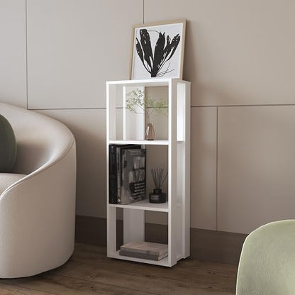 16" Stylish Storage Cabinet with 3-Open-Shelf, Functional Sideboard with Scratch-Resistant Melamine, Living Room Cabinet with Sturdy Construction for Bedroom Office Study, White