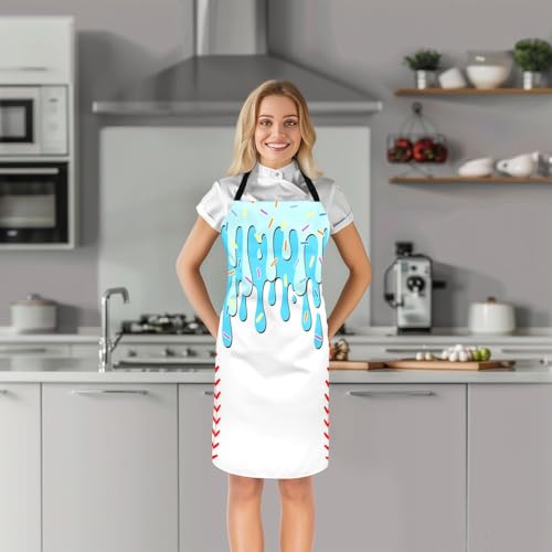 Castle Fairy Ice Cream Drip Baseball Kids Kitchen Apron - color: Blue White