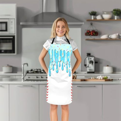 Castle Fairy Ice Cream Drip Baseball Kids Kitchen Apron - color: Blue White