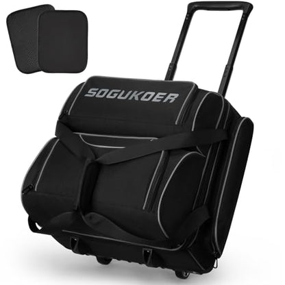 4 Ball Bowling Bag with Wheels,Integrated Main Compartment,900D Heavy Duty Bowling Roller Bag with Shoe Compartment, Telescoping Handle,Multiple Accessory Pockets for League Tournament Travel