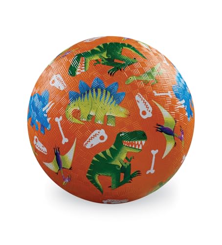 Crocodile Creek Playground Ball - Durable Rubber Ball for Kids Ages 3 and Up - Bouncy Inflatable Ball for Kickball, Indoor Games, and Outdoor Sports - PVC-Free - color: Dinosaur, size: 7 Inch