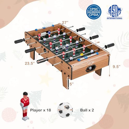 Goplus Mini Foosball Table, 27in Soccer Game Table w/ 2 Footballs and Soccer Keepers, Portable Football Game Set for Adults in Office, Game Room, Living Room