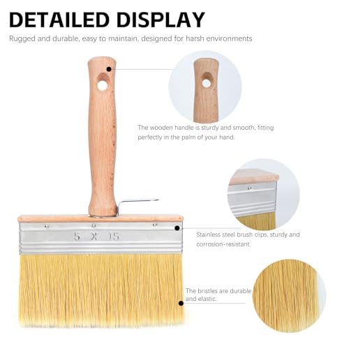 Wesquer Deck Stain Brush 2 Piece Limewash Paint Brush Deck Paint Brush Wood Stain Brushes for Staining Wood Decks Fences Furniture Siding Interior Exterior Projects