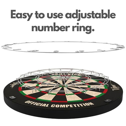 Viper by GLD Products Shot King Regulation Bristle Steel Tip Dartboard Set with Bullseye Metal Radial Spider Wire Compressed Sisal Board with Rotating Number Ring Includes 6 Darts Black