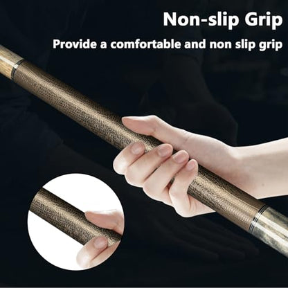 Glass Fiber Pool Cue with Case Canadian Maple Wood Pool Stick Low Deflection Cue Stick Pool Cue Kit with Case,Gloves,Tips and Extension - color: Grey