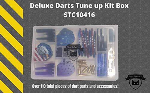 Deluxe Darts Tune up Kit Box | Flights, Sharpener, Shafts, O-Rings, Flight Savers, Accessories (10416-Essential) - color: 10416-Essential
