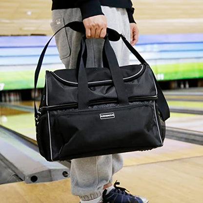 Mangrove 2 Ball Bowling Bag - Double Bowling Ball Bag with Dual Padded Holder & Mutiple Pockets - Fits Shoes Up to Mens Size 16 and Accessories