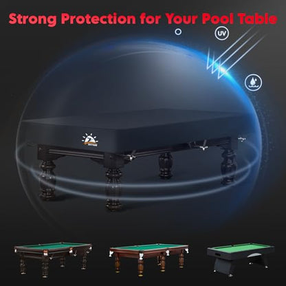 Zettum Pool Table Cover - Billiard Table Covers, 600D Waterproof & Heavy Duty Covers for Billiard Pool Table, Scratch-Proof UV Protection Snooker Furniture Table Cover - 9 Feet - size: 9FT - 112"L x 62"W x 8“H