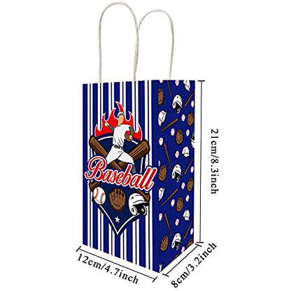 chiazllta 12 Pcs Baseball Party Treat Bag Kids Boys Girls Baseball Gift Candy Goodie Snack Favor Bags with Handle for Sports Game Themed Birthday Party Baby Shower Team Celebration Decoration Supplies - style: Baseball