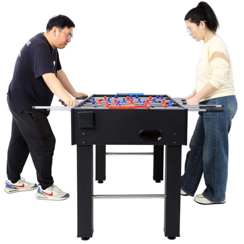 54 Inch Full Size Foosball Table for Adults, Regulation Soccer Game Table with Steel Rods, Non-Slip Handles, Cup Holder, 4 Balls Included, Indoor Foosball Table for Home Game Room Office