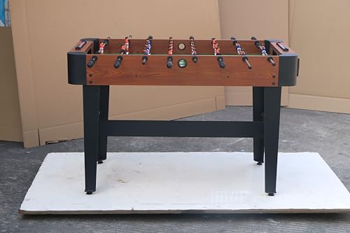 48” Foosball Table, Indoor Soccer Table Game with Steel Rods for Adults & Kids, Wooden Football Table for Family Game Room, Man Cave, Finished in MDF - color: Brown wood+Black