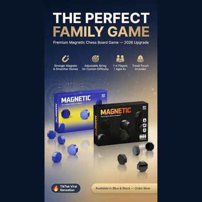 New Premium Magnetic Chess Board Game | Adjustable String, Large & Powerful Magnets | Portable Chess Set for Family, Travel, Camping & Parties, Kids & Adults (Black) - color: Black