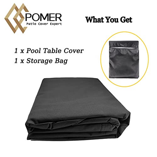 POMER Pool Table Cover - 102 inch Waterproof Table Cover for 8 Foot Snooker Billiard Tables Dustproof 7/8/9 FT Billiard Table Cover - 102x53x32 inch
