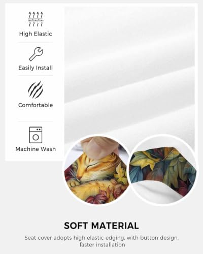 Savannan Office Chair Cover, Watercolor Pastoral Cat Protective Stretch Elastic Universal Cover for Desk Task Chair,Computer Rotating Chair 1 Pcs Autumn Maple Leaf