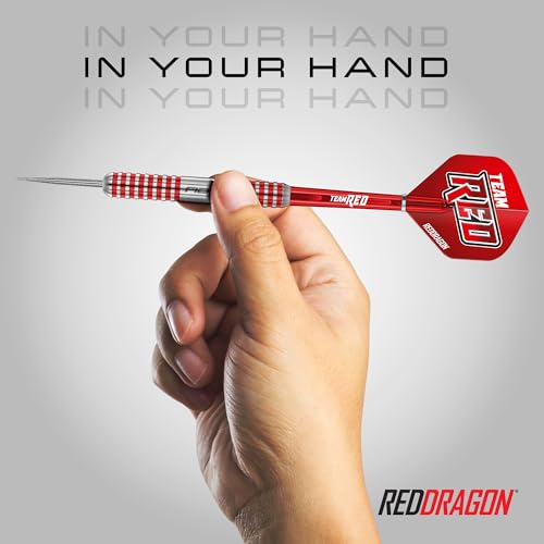 RED DRAGON Peter Wright vs Gerwyn Price Iceman Steel Tip Darts Set - ‎21g & 22g Brass Barrels for Controlled Accuracy & Grip, Flights, Shafts, Case & Checkout Card Included - style: Team Red v Team Blue