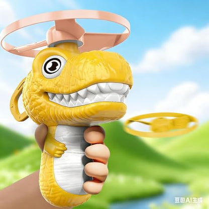 Disc Flying Toy, Fun Dinosaur Design, 11.5x3.5x12cm, Cat Toy Launcher, Cat Fetch and Hunt Toys, Easy to Use, for Yard, Garden, Balcony, Terrace Fun - color: Yellow