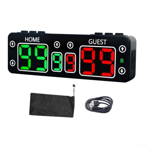 Rechargeable Electronic LED Scoreboard with ABS Housing, Magnetic Back and Wall/Table Mount Options, 6 Rubber and 4 Touch Buttons for Scoring and Timing, Up to 24 Hours Use(green)