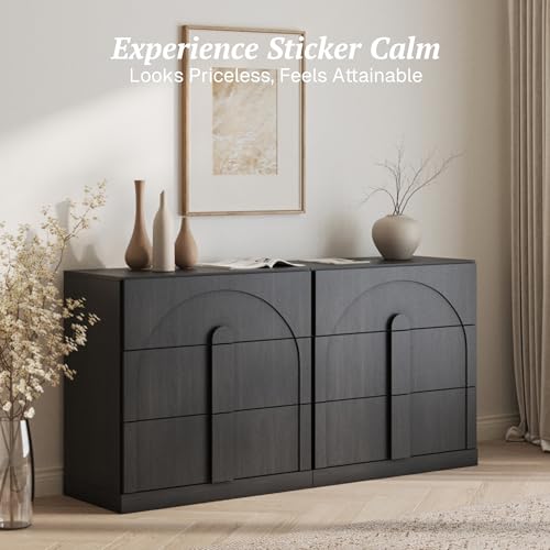 BELLEZE Set of 2 Bookcase with 3 Drawers, Modern Book Shelf with Wide Wooden Handle, 63" Wood Bookshelves for Living Room Office Entryway (Ebony) - color: Bijou Ebony C, size: 2