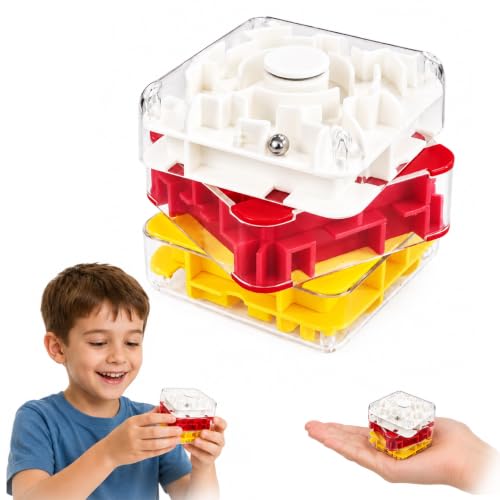 3D Maze Cube Rotating Puzzle Toy for Kids & Adults Spatial Logic Game | 3-Layer Rotating Maze, Non-Toxic Plastic, Pocket-Sized Travel Toy, Hand-Eye Coordination, Stress Relief Desk Gadget