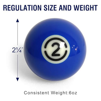 2-1/4" Pool Balls Billiard Set - 16 Resin Balls, Regulation Size & Weight, Complete Billiard Table Balls Set for Replacement, Pool Table Accessories & Billiards Pool Accessories