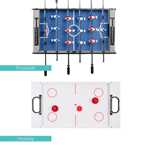Best Choice Products Multi-Game Table Series – Interactive Game Tables for Kids with Foosball, Air Hockey, Billiards, Ping Pong & More | Childrens - color: 4-in-1 Gray