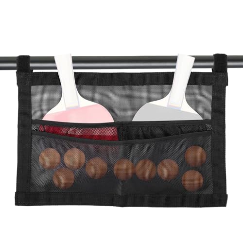 Table Tennis Ball Holder - With Adjustable Straps Large Capacity Mesh Sports Storage - Table Tennis Accessories | for Home Club School Training Practice Indoor Outdoor Wall Under Recreation
