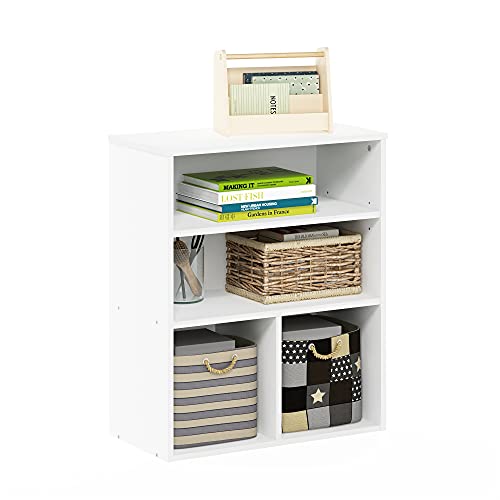 Furinno Pasir 3 Tier Display Bookcase, White - color: White, size: 3-Tier Wide